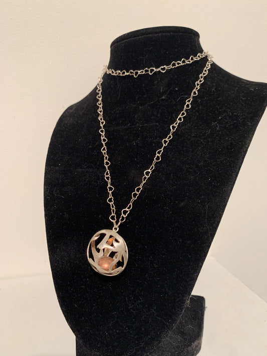 Silver & Copper Cage Necklace