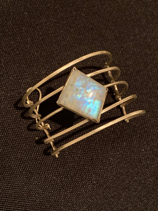 Rainbow Moonstone Cuff Bracelet