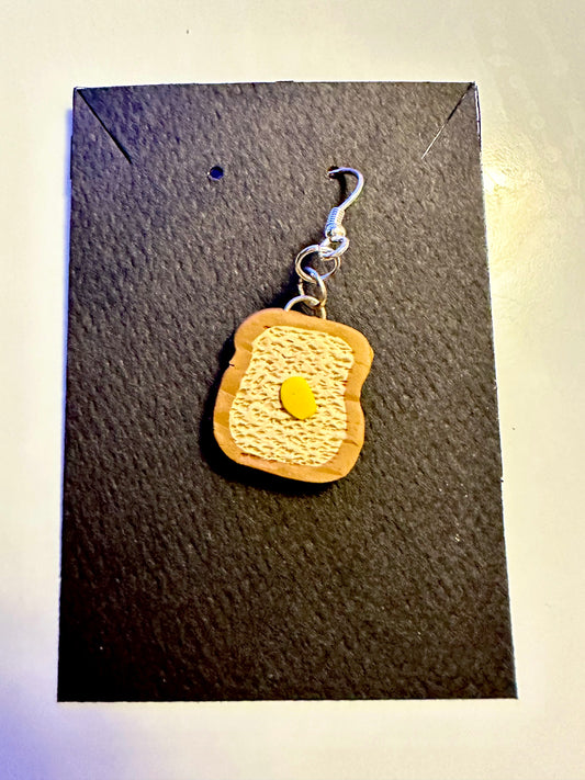 Individual buttered toast polymer clay earring